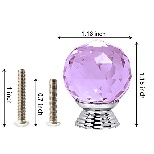 ANJUU 12 Pcs 30mm Round Shape Crystal Glass Cabinet Knobs with Screws Drawer Knob Pull Handle Used for Kitchen, Dresser, Door, Cupboard(Purple) - Image 2