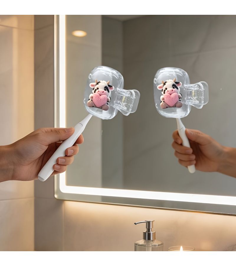 1pc Cow Heart Pillow Pattern Toothbrush Holder Cute Travel Compact Home Bathroom - Image 2