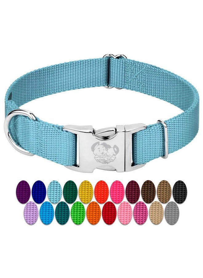 Country Brook Design - Country Brook Petz Premium Nylon Dog Collar with Metal Buckle for Small Medium Large Breeds - Vibrant 30+ Color Selection (Medium, 3/4 Inch, Ocean Blue) - Image 1