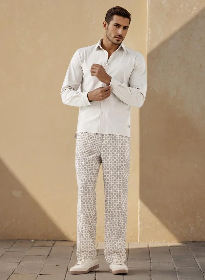 إمبيرور قميص إمبراطور بقصة عادية وياقة وأكمام طويلة