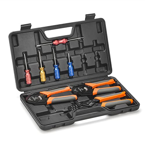 IWISS iCrimp KITDC02 Wire Crimping Tool Kit for Deutsch Connectors and Weather Pack Terminals with Connector Removal Tools