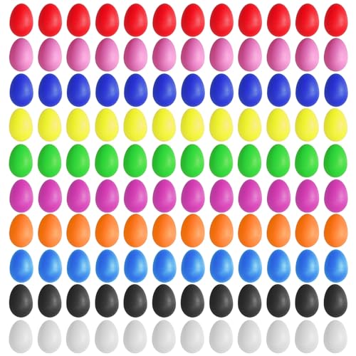 Olutacot 120 Pcs Plastic Egg Shakers Easter Egg Shaker Percussion Musical Maracas Plastic Easter Egg for Kids Toys Learning DIY Painting10 Colors - Image 1