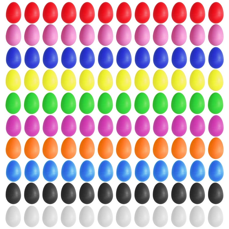Olutacot 120 Pcs Plastic Egg Shakers Easter Egg Shaker Percussion Musical Maracas Plastic Easter Egg for Kids Toys Learning DIY Painting10 Colors - Image 3