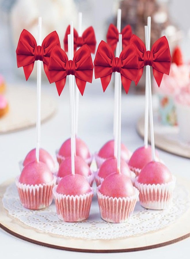 Jacriah Red Twist Tie Bows for Treat Bags, 30 Pack 3.5 Inch Premade Satin Ribbon Bows for Gift Wrapping Crafts Party Decoration Wedding Favors Bridal Shower Christmas Tree Decor Cake Pops Candy - Image 4