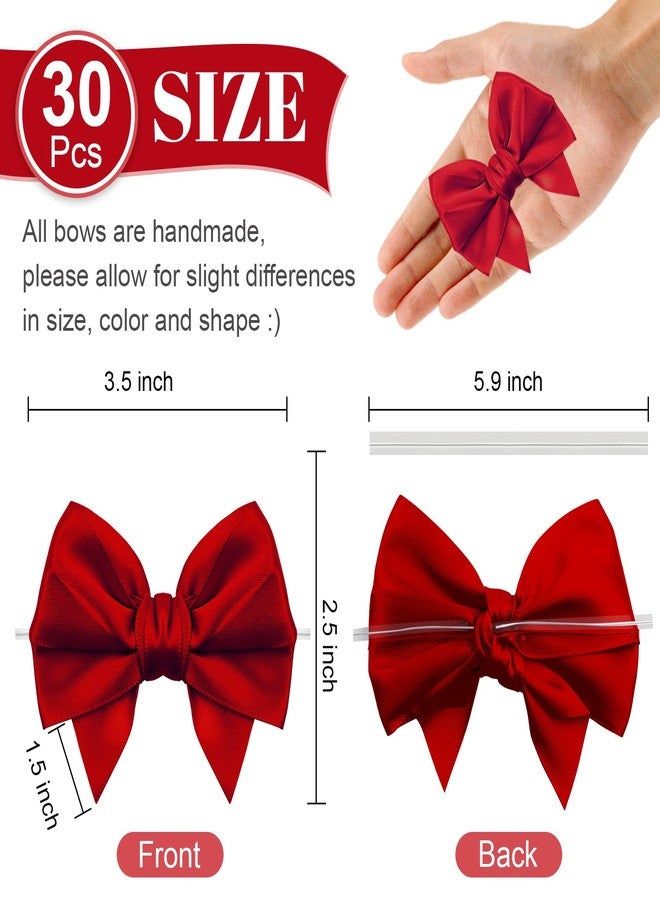 Jacriah Red Twist Tie Bows for Treat Bags, 30 Pack 3.5 Inch Premade Satin Ribbon Bows for Gift Wrapping Crafts Party Decoration Wedding Favors Bridal Shower Christmas Tree Decor Cake Pops Candy - Image 5
