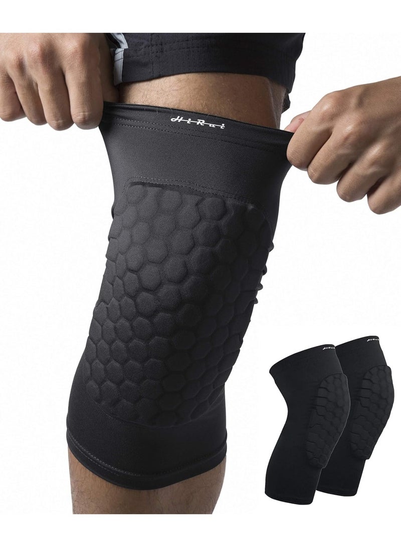HiRui Knee Pads for Kids Youth Adult, Basketball Baseball Knee Brace Knee Support, Collision Avoidance Kneepad Compression Knee Sleeve for Volleyball Football Cycling Running-1Pair (Black, S) - Image 1