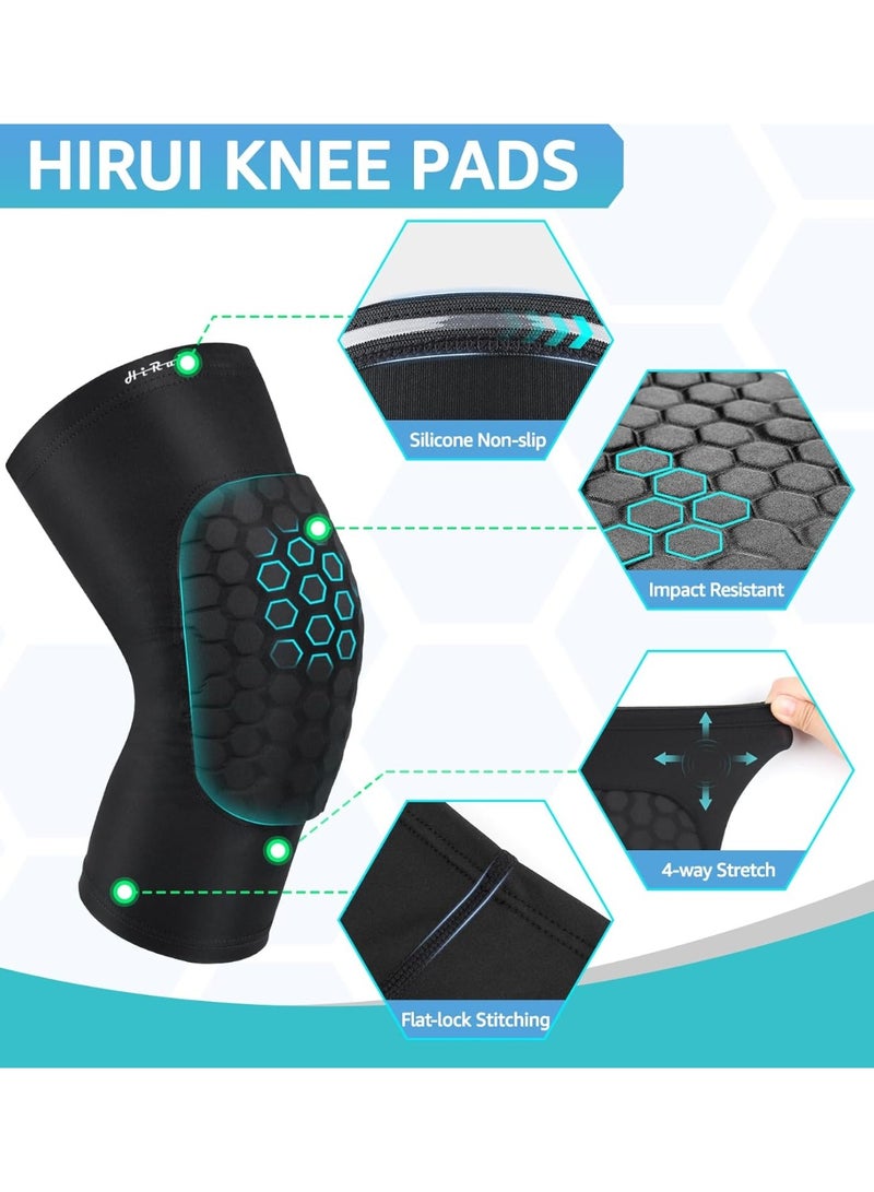 HiRui Knee Pads for Kids Youth Adult, Basketball Baseball Knee Brace Knee Support, Collision Avoidance Kneepad Compression Knee Sleeve for Volleyball Football Cycling Running-1Pair (Black, S) - Image 3