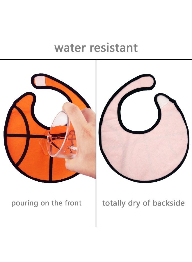 Zebrum Triple Layer Waterproof Baby Boy Sports Bibs,Cotton Front,Plastic Liner,Polyester Fleece Back,Highly Absorbent Drooling Burp Cloths with Snap for 6-36 Months Boys Girls for Baby Shower( Basketball) - Image 3