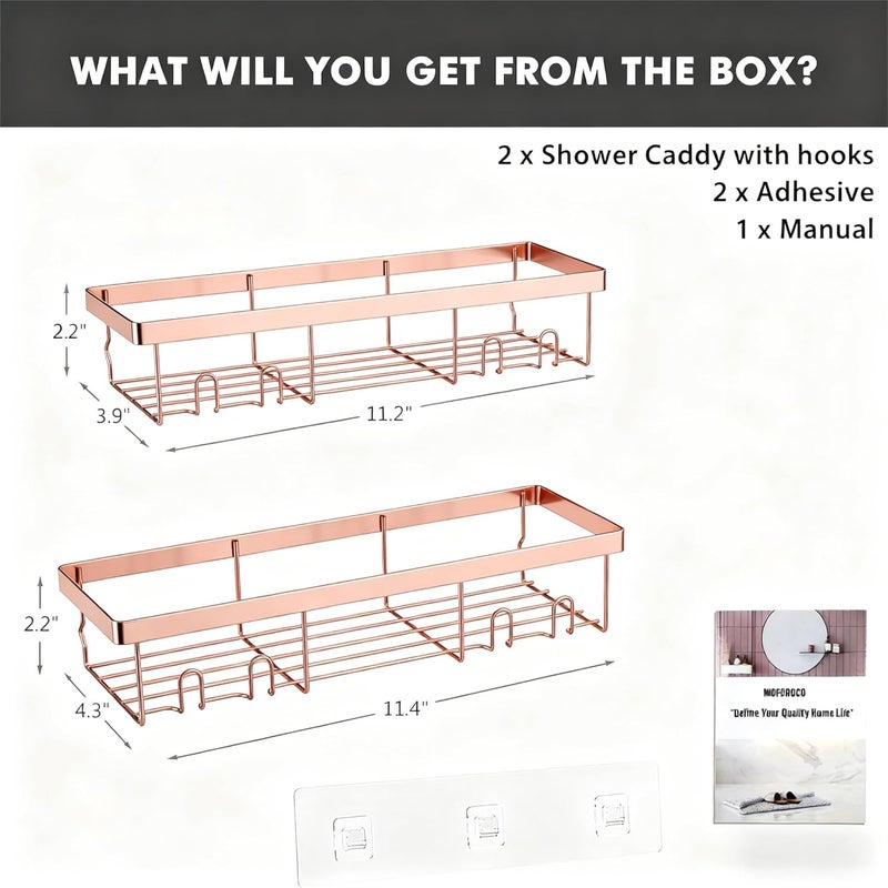 Moforoco Shower Caddy Shelf Organizer Rack, Self Adhesive Black Bathroom Shelves Basket, Home Farmhouse Wall Inside Organization and Storage Decor Rv Accessories, First Camper Apartment Essentials - Image 2