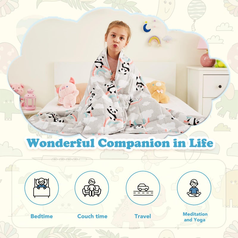 Cuteking Weighted Blanket (7Lbs  40""X 60""  Happypanda) Heavy Blanket For 60-80Lbs  Weighted Blanket For Cooling & Heating With Premium Glass Beads  Thick Blanket All-Season - Image 4