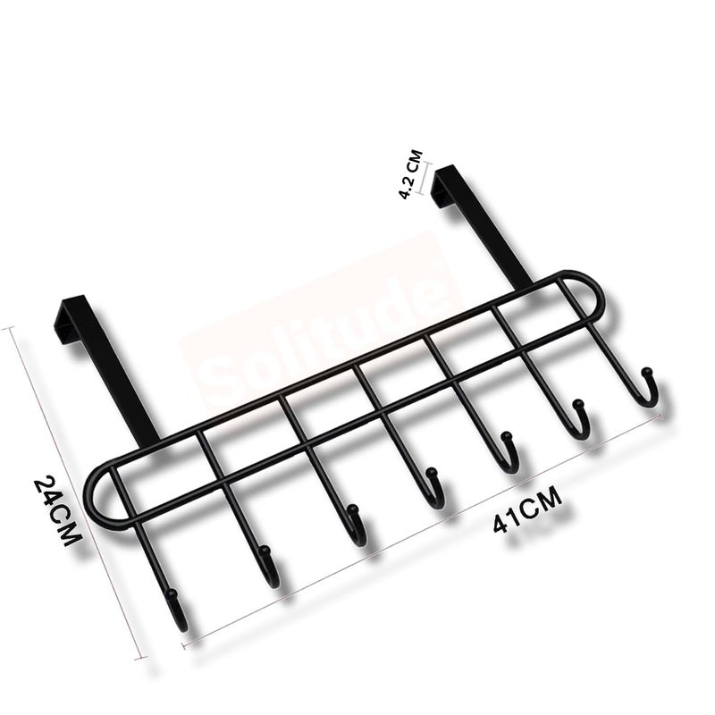 Solitude Multi - Alloy Steel Functional Heavy Duty Stainless Steel Over The Door Hook Hanger Organizer, Wall Hook Rack, No Drilling Required (Black, Pack of 1) - Image 4