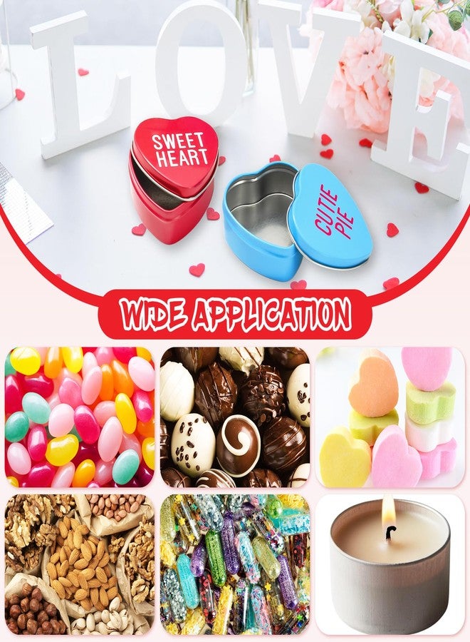 وولاين مجموعة والين من 24 علبة معدنية فارغة على شكل قلب مع أغطية، مثالية لعيد الحب، مزينة بقلوب ملونة، علب معدنية للشموع والحلوى، مناسبة لحفلات الزفاف وحفلات توديع العزوبية وصنع الشموع والأعمال اليدوية. - Image 3