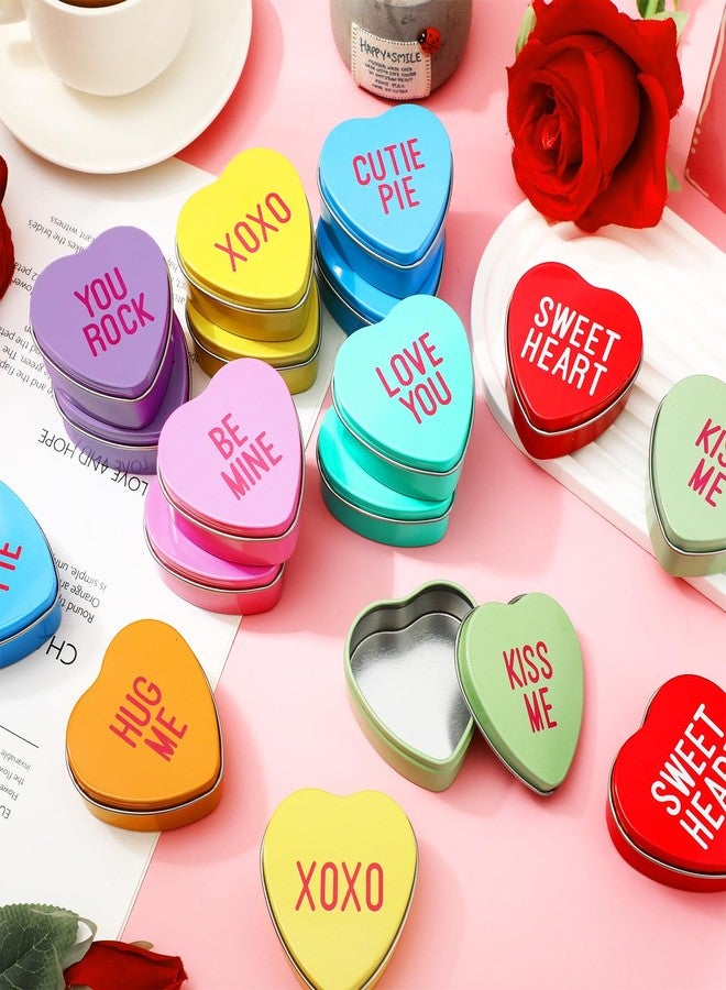 وولاين مجموعة والين من 24 علبة معدنية فارغة على شكل قلب مع أغطية، مثالية لعيد الحب، مزينة بقلوب ملونة، علب معدنية للشموع والحلوى، مناسبة لحفلات الزفاف وحفلات توديع العزوبية وصنع الشموع والأعمال اليدوية. - Image 4