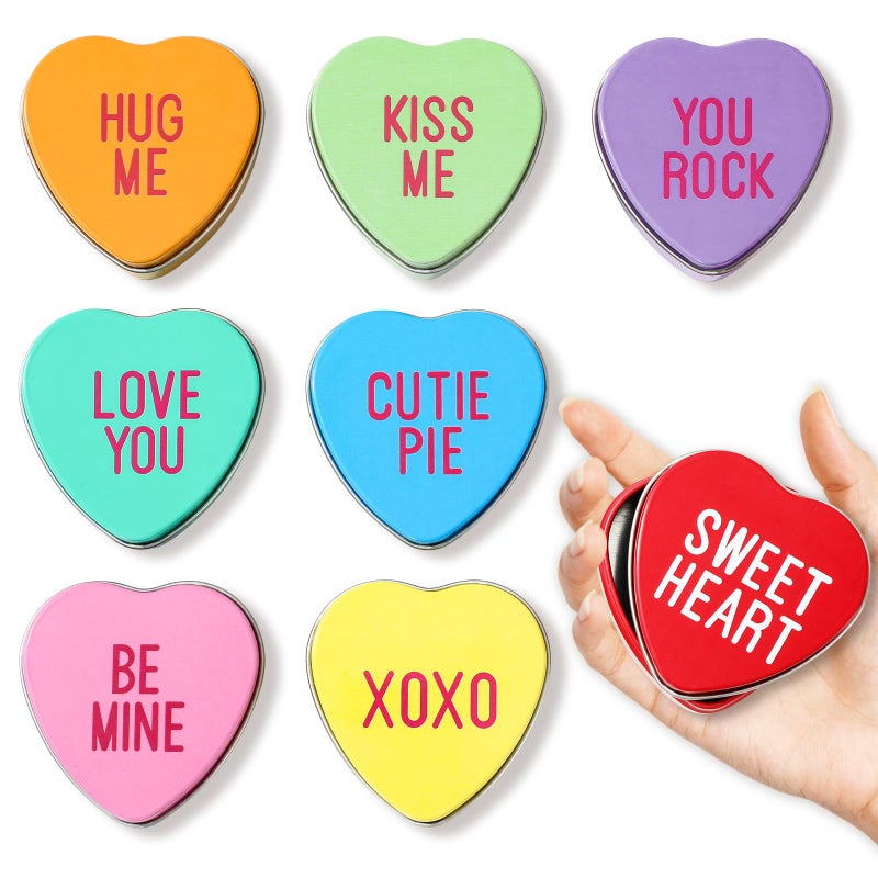 وولاين مجموعة والين من 24 علبة معدنية فارغة على شكل قلب مع أغطية، مثالية لعيد الحب، مزينة بقلوب ملونة، علب معدنية للشموع والحلوى، مناسبة لحفلات الزفاف وحفلات توديع العزوبية وصنع الشموع والأعمال اليدوية. - Image 1