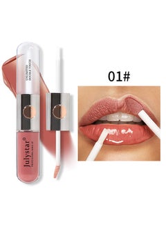 Julystar Double Ended Lip Glaze Lip Oil High Gloss Lip Color,High Shine Lip Glaze,Transparent Lip Oil,Stick Cup Not Fade Waterproof Liquid Lipstick #01  - Image 2