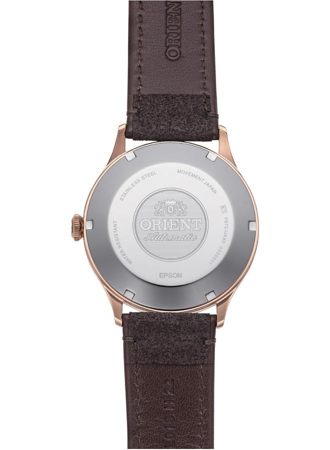 ORIENT Men Bambino Version 4 Automatic Men's Watch RA-AC0P04Y10B – Yellow Dial, Leather Strap, Domed Crystal, 42mm Case - Image 4