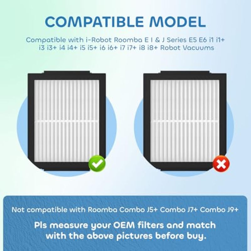 Robot Vacuum Filters: 6 Pack Black High Efficiency Replacement Filters - Compatible With Roomba E I J Series for Home Cleaning - Image 2