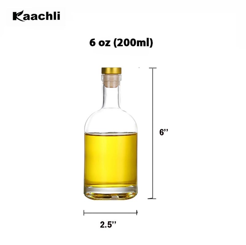 Kaachli Clear Glass Bottles 6 Oz - 200Ml [Pack Of 6] For Wine Beverages Drinks Oil Vinegar Kombucha Beer Water Soda With Cork Stopper Airtight Lid - Image 3