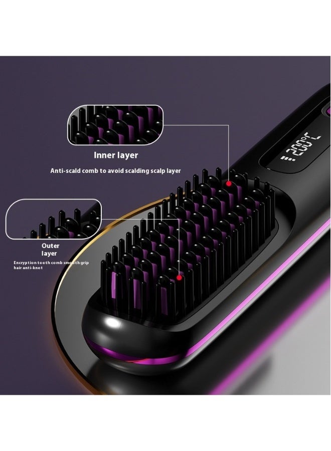 Beauenty LCD USB rechargeable ceramic heating comb hair straightener wireless portable hair straightener/white - Image 2