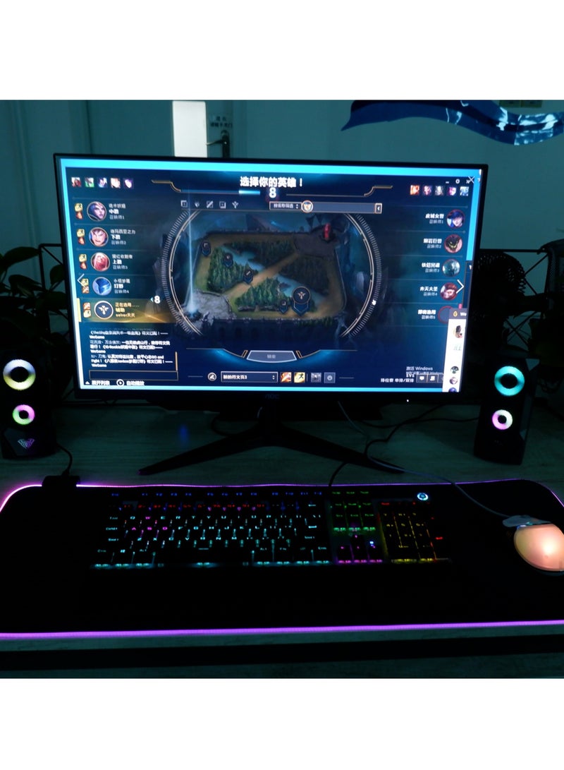 Mechanical Gaming Keyboard NKRO with Wrist Rest RGB Backlit Volume/Lighting Control Knob Fully Programmable 108-Keys Anti-Ghosting Wired Computer Keyboards for Office/Games, Blue Switch