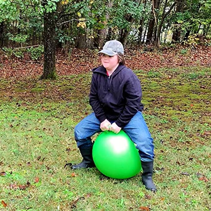 AppleRound Space Hopper Ball with Air Pump: 22in/55cm Diameter for Age 10-13, Kangaroo Bouncer, Hippity Hoppity Hop Ball for Taller Children, Plain Color (Green) - Image 2