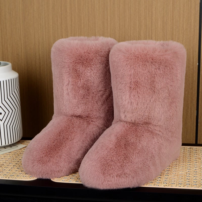 New Style Mao Mao Boots Winter High-Top Casual Snow Boots Imitation Rabbit Fur One Warm Mao Mao Boots - Image 1