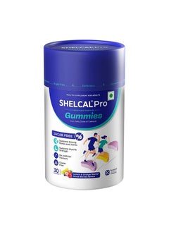Shelcal Pro Gummies | Calcium & Vitamin D3 | Sugar Free Gummies | Supports Strong Bones & Joint | Lemon-Orange & Mixed Berries Flavours - By Torrent Pharma (30 Gummies)