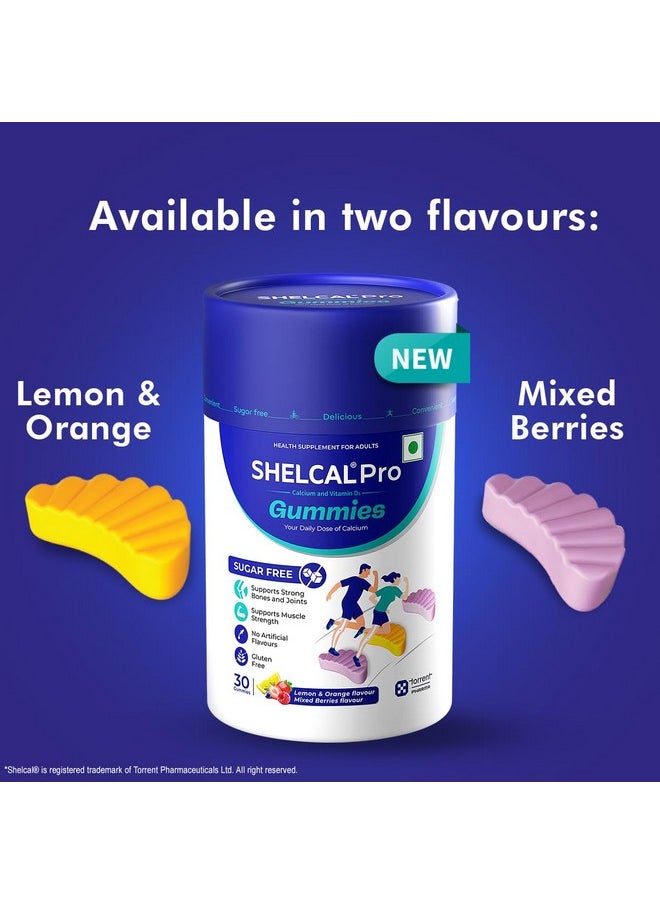 Torrent - Shelcal Pro Gummies | Calcium & Vitamin D3 | Sugar Free Gummies | Supports Strong Bones & Joint | Lemon-Orange & Mixed Berries Flavours - By Torrent Pharma (30 Gummies) - Image 1