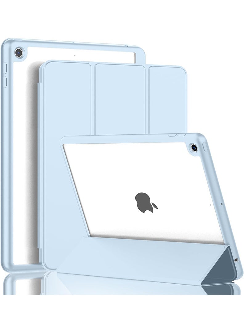 ثيودور حافظة هجينة رفيعة لجهاز iPad 9/8/7th Generation مقاس 10.2 بوصة مع حامل أقلام رصاص، غطاء واقٍ مضاد للصدمات وحامل ثلاثي الطي مع ظهر شفاف ناعم من مادة TPU لجهاز iPad 10.2، نوم/استيقاظ تلقائي أزرق سماوي - Image 1