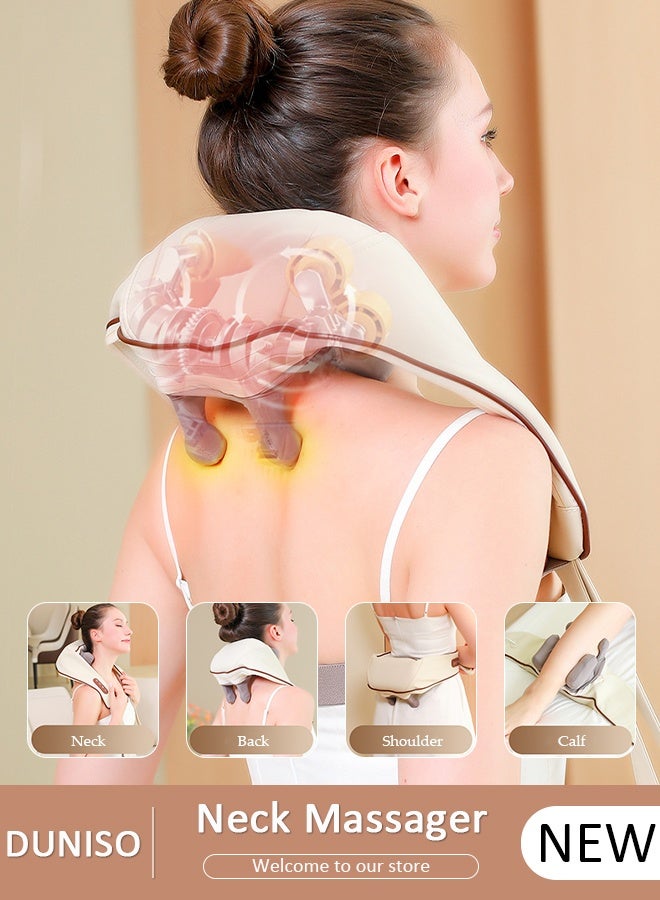 DUNISO جهاز تدليك ذكي عالي التحمل للرقبة والعضلات شبه المنحرفة والكتف والخصر والساق وتدليك بالضغط الساخن للاسترخاء وتدليك الكتف والعنق - Image 1