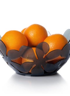 Y&D Rustless Fruit Bowl, Petal-shaped fruit basket for kitchen, Sturdy plastic decorative bowl home decor, kitchen countertop. Color: Green.  - Image 1