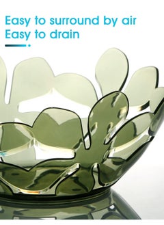 Y&D Rustless Fruit Bowl, Petal-shaped fruit basket for kitchen, Sturdy plastic decorative bowl home decor, kitchen countertop. Color: Green.  - Image 5