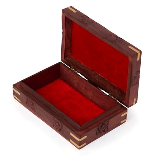 GURU JEE Beautiful Wooden Hand Carving Design Jewellery Box Keepsake Storage Organizer Multipurpose Treasure Chest Trinket Holder for Women - Image 5