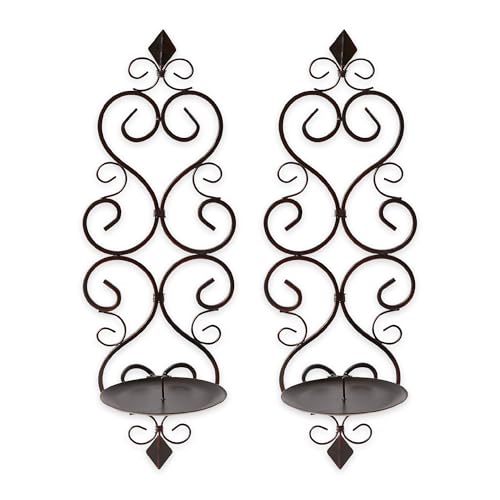 Zingz & Thingz Scrollwork Candle Wall Sconce Duos (Fleur-De-Lis) - Image 1