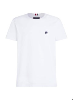 TOMMY HILFIGER Men's Th Monogram Embroidery Featuring a Crew Neck T-Shirt -  Pure cotton, White  - Image 2