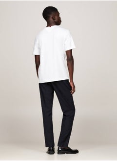 TOMMY HILFIGER Men's Th Monogram Embroidery Featuring a Crew Neck T-Shirt -  Pure cotton, White  - Image 3