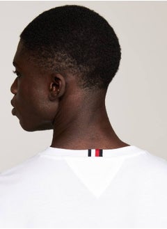 TOMMY HILFIGER Men's Th Monogram Embroidery Featuring a Crew Neck T-Shirt -  Pure cotton, White  - Image 4