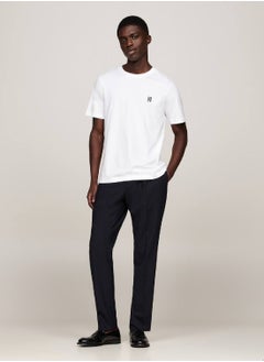 TOMMY HILFIGER Men's Th Monogram Embroidery Featuring a Crew Neck T-Shirt -  Pure cotton, White  - Image 5
