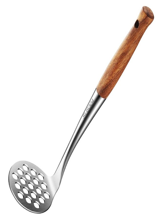 FDEYIQ Avocado Masher Stainless Steel Small, Mini Potato Masher, Wooden Handle Potatoes Masher Kitchen Tool for Avocado, Potatoes, Beans, Vegetables, 8.7Inch Metal Mashing Utensil - Image 1