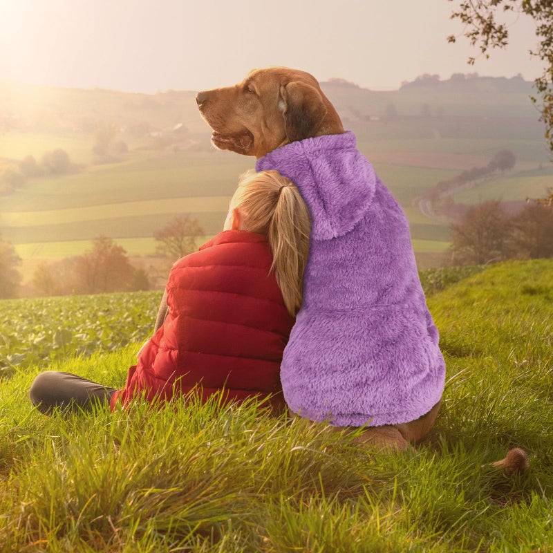 Waoduld 4XL Dog Sweaters for Large Dogs,Dog Hoodie,Warm Fuzzy Fleece Sweatshirt with Hood & Pocket,Leash Hole,Cozy Cold Weather Pet Clothes Sweater Hoodie for Large Dogs(Purple,4XL) - Image 5