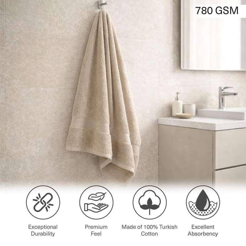 Pan Home Ultra Luxe Turkish Cotton Hand Towel - Sand - Image 5