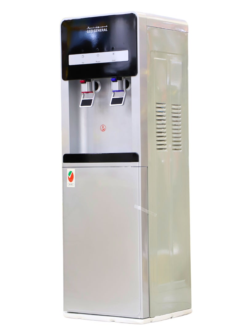 GEO GENERAL GSM-211LB Water Dispenser, 2 Taps, Hot and Cold, 5L/h Hot, 2L/h Cold, 550W Heating, 90W Cooling, 2 Cabinet Taps, Black+Silver - Image 2