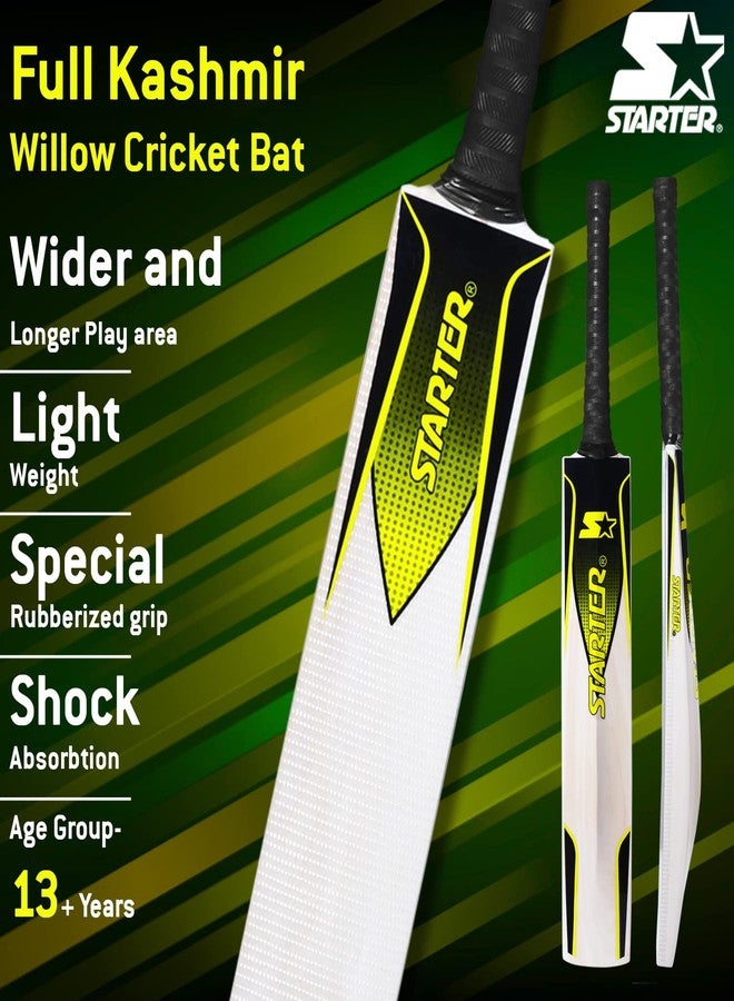 Starter Kashmir Willow Cricket Bat with Half Cane Handle- 13+ Years Kids-Full Size-Yellow & Black - Image 4