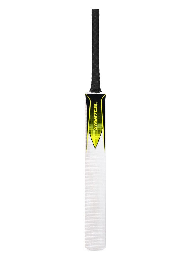 Starter Kashmir Willow Cricket Bat with Half Cane Handle- 13+ Years Kids-Full Size-Yellow & Black - Image 1