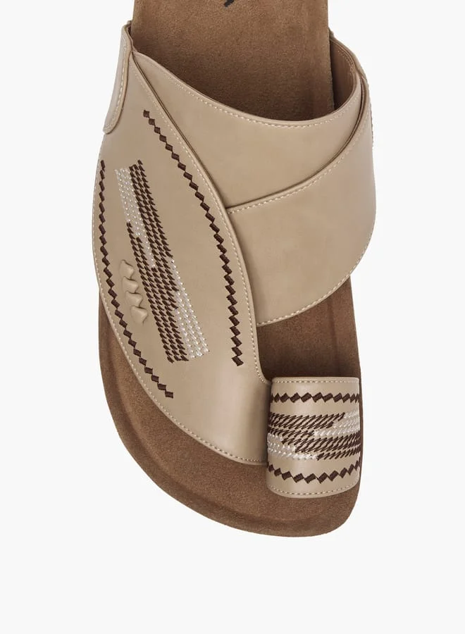 Al Waha Men Textured Slip-On Arabic Sandals with Toe Loop