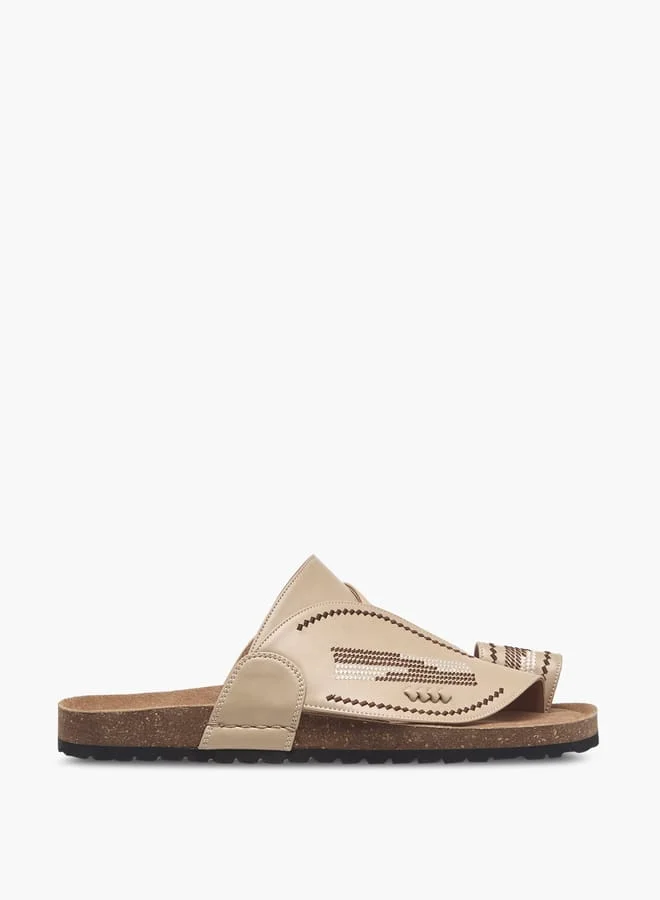 Al Waha Men Textured Slip-On Arabic Sandals with Toe Loop