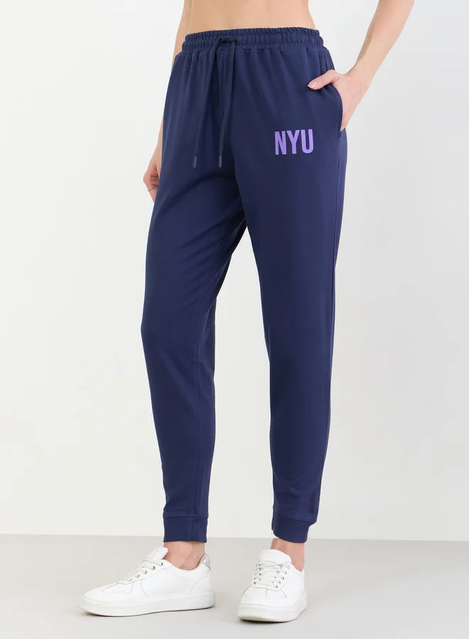 Styli Navy Blue NYU Print Relaxed Fit Joggers