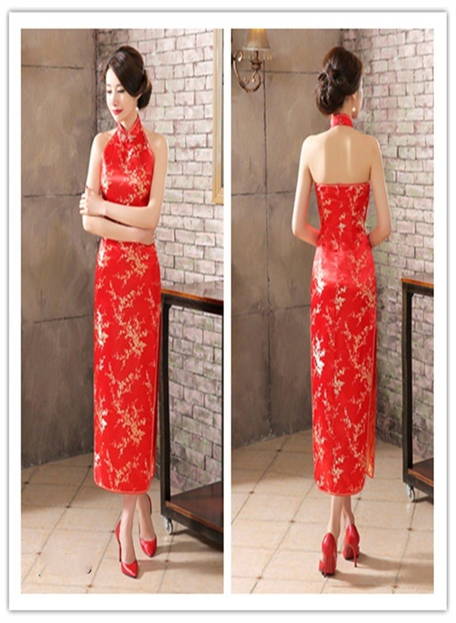 Loquat Plum Blossom Sleeveless Dress Bright Red  - Image 1