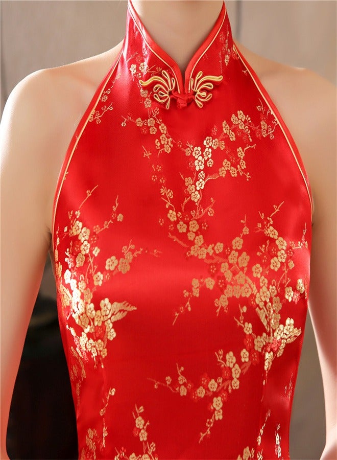Loquat Plum Blossom Sleeveless Dress Bright Red  - Image 2