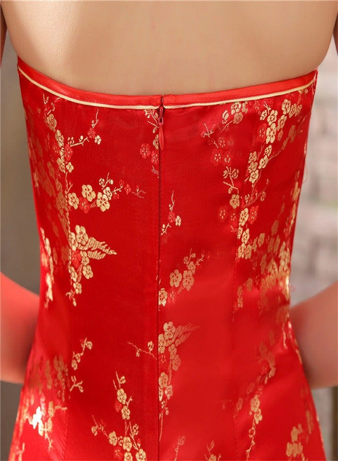 Loquat Plum Blossom Sleeveless Dress Bright Red  - Image 4